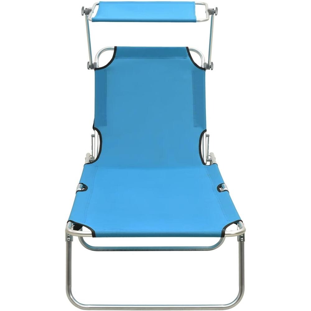 Lettino Prendisole Pieghevole con Baldacchino Blu in Alluminio - Foto 3