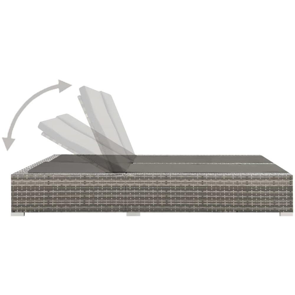 Lettino Prendisole Doppio in Polyrattan Grigio - Foto 2