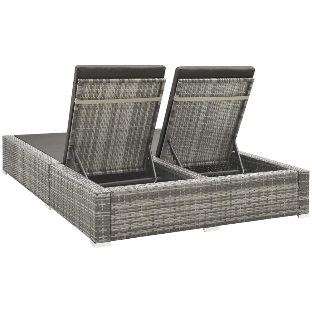 Lettino Prendisole Doppio in Polyrattan Grigio - Foto 7