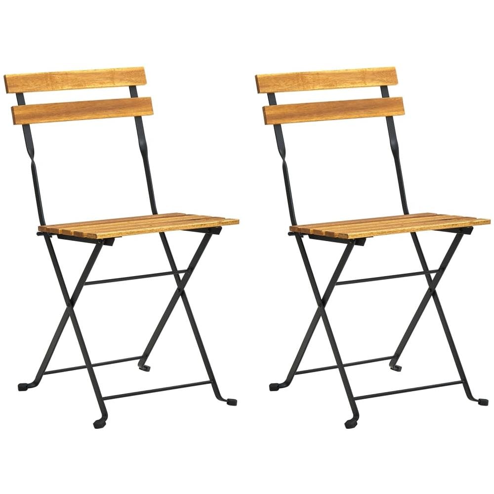Sedie Da Giardino Pieghevoli 2 Pz In Acciaio E Massello Acacia - Foto 1
