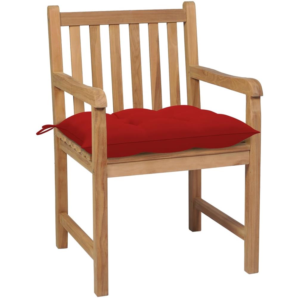 Sedie da Giardino 4 pz con Cuscini Rossi in Massello di Teak - Foto 3