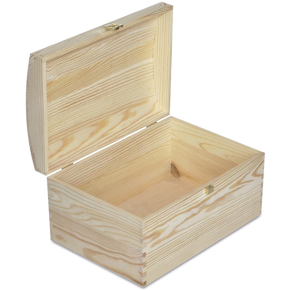 Scatola In Legno | 34,5 X 25 X 19,2 Cm | Con Coperchio Arrotondato E Serratura | Grande Cassetta Portaoggetti Portagiochi Cofanetto | Ideale Per Decoupage Documenti Giocattoli Attrezzi - Foto 2