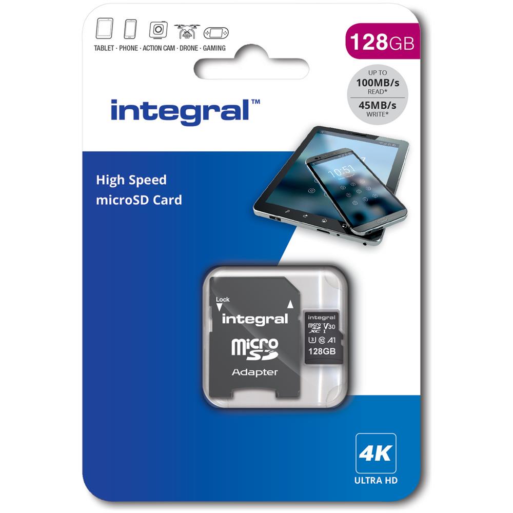 INMSDX128G-100V30 128GB MICRO SD CARD MICROSDXC UHS-1 U3 CL10 V30 A1 UP TO 100MBS READ 45MBS WRITE MicroSD UHS-I - Foto 2