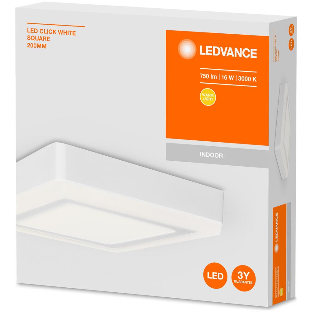 Ledvance Apparecchio Led A Parete E A Soffitto, Led Click White / 15 W, 220…240 V, Ampiezza Fascio Luminoso: 110°, Bianco Caldo, 3000 K, Materiale: Alluminio, Ip20 - Foto 6