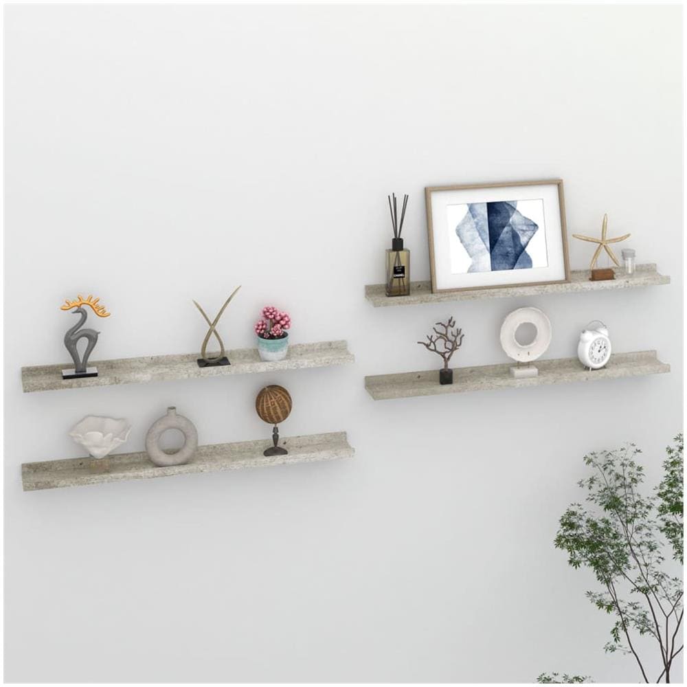 Mensole Da Parete 4 Pz Grigio Cemento 80x9x3 Cm - Foto 1