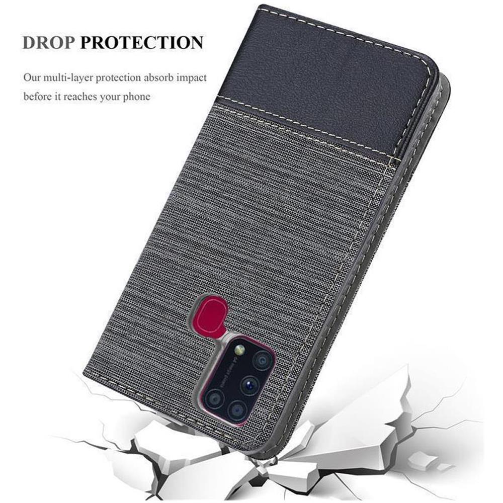 Custodia Compatibile Con Samsung Galaxy M31 In Grigio Nero - Coperchio Protettiva Con Chiusura Magnetica, Funzione Stand E Tasca Per Le Carte - Foto 8
