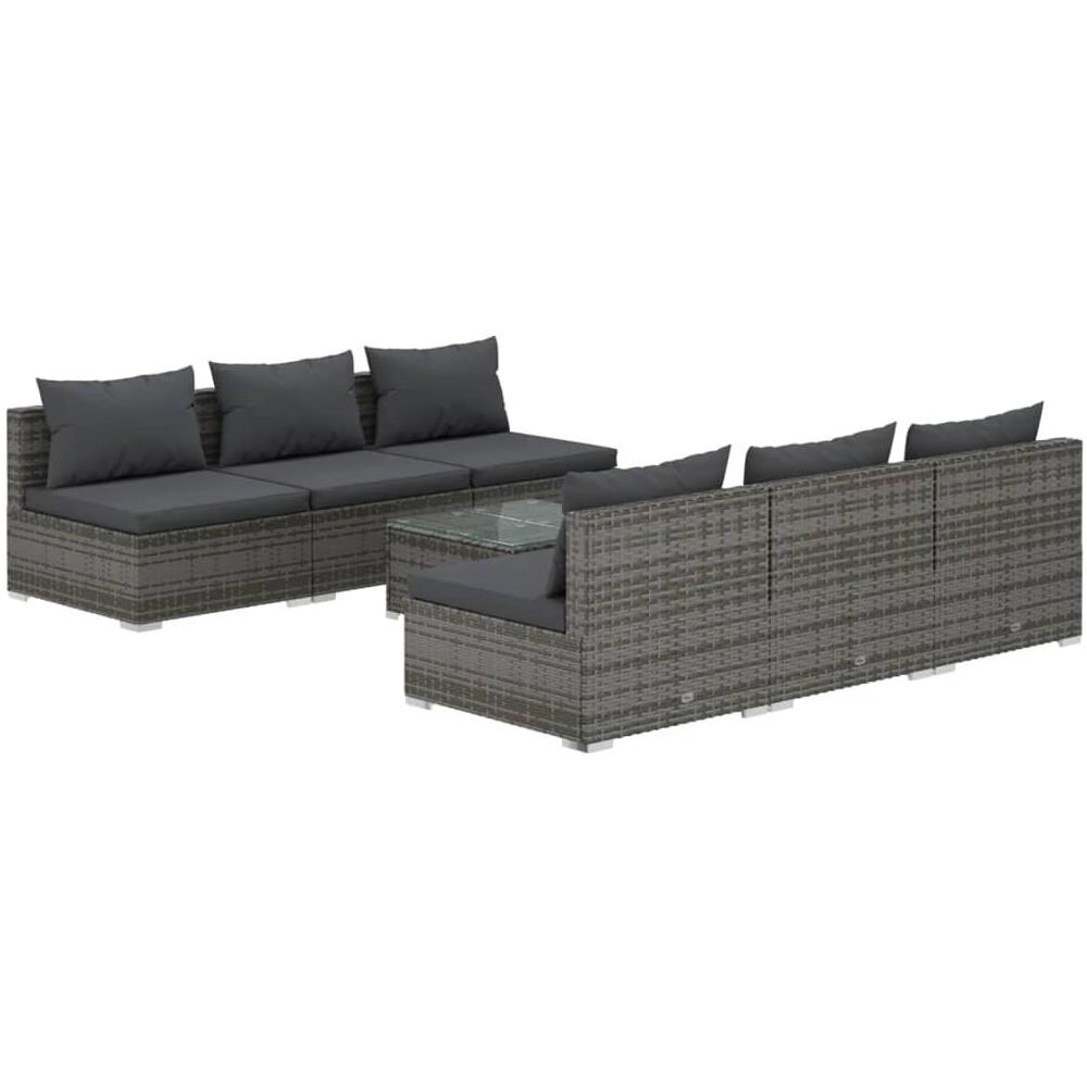 Set Divani Da Giardino 8 Pz Con Cuscini In Polyrattan Grigio - Foto 1