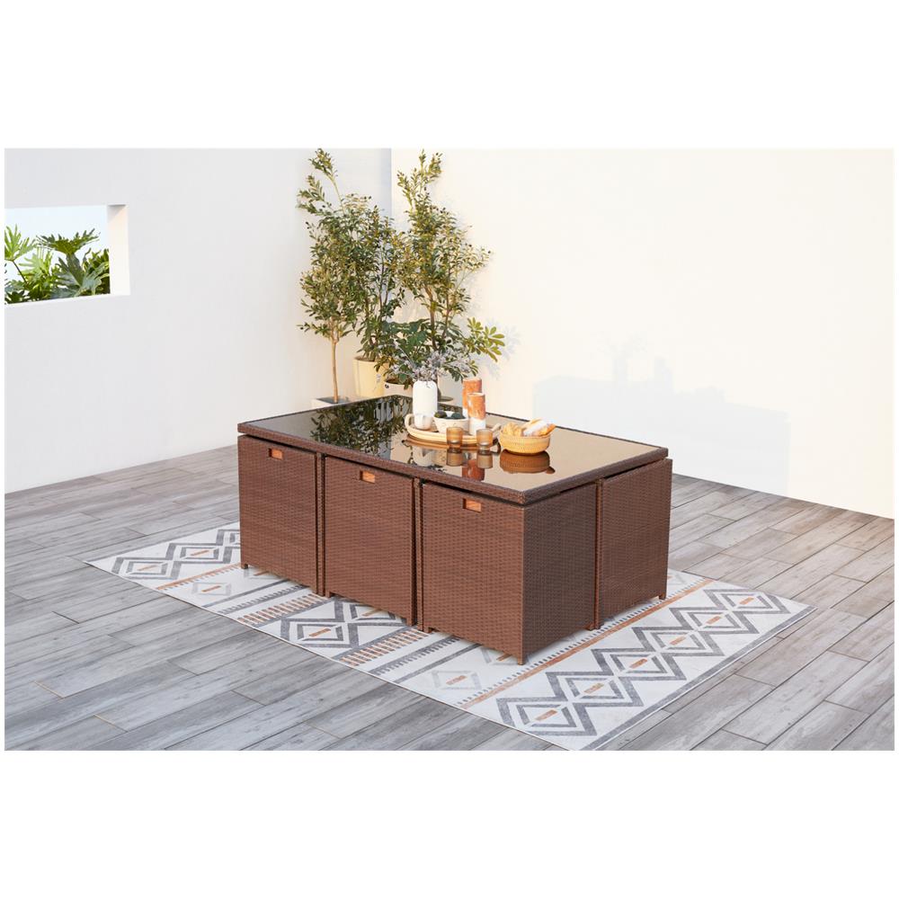 Salotto Da Giardino A Incasso 10 Posti Resina Intrecciata Castagna/bianco Monaco - Foto 8