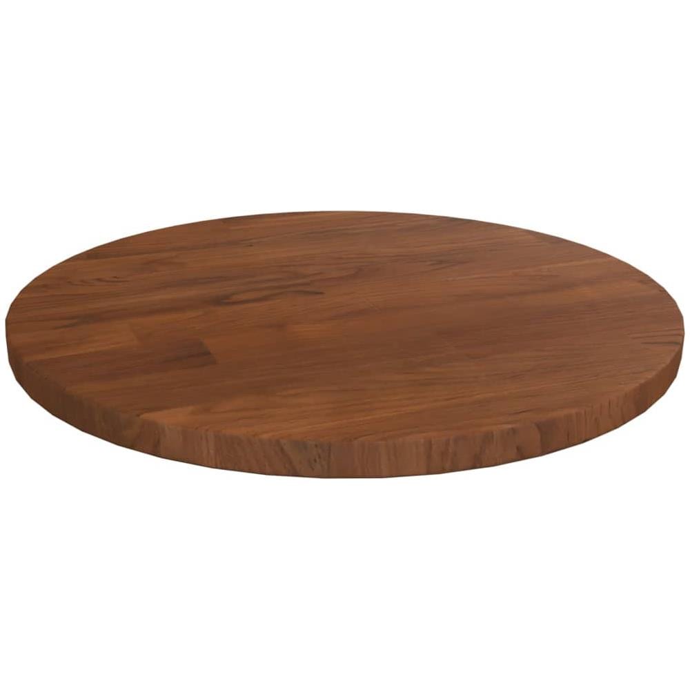 Piano Tavolo Rotondo Marrone Scuro 30x1,5 Cm Rovere Trattato - Foto 1