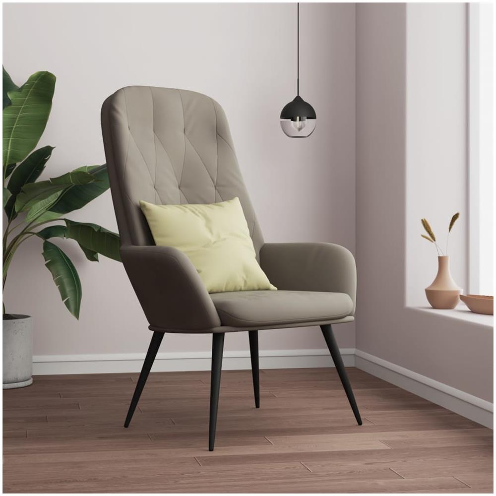 Sedia Relax Grigio Chiaro In Velluto - Foto 1