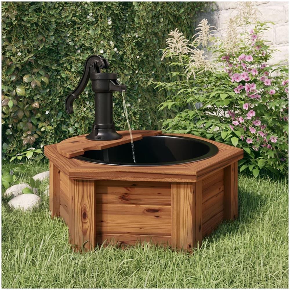 Fontana D'acqua Con Pompa 57x57x53 Cm Legno Massello Di Abete - Foto 1