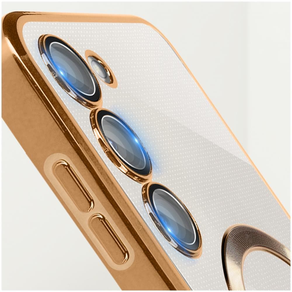 Cover Magsafe Per Samsung S23 Plus Con Protezione Fotocamera Trasparente / Oro - Foto 5