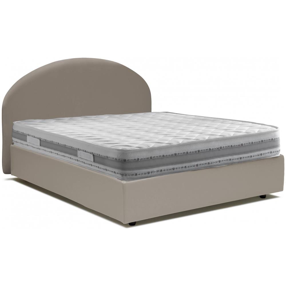 Letto Matrimoniale Sofia, Letto Contenitore Con Rivestimento In Ecopelle, 100% Made In Italy, Apertura Frontale, Con Materasso Cm 160x200 Incluso, Tortora - Foto 2