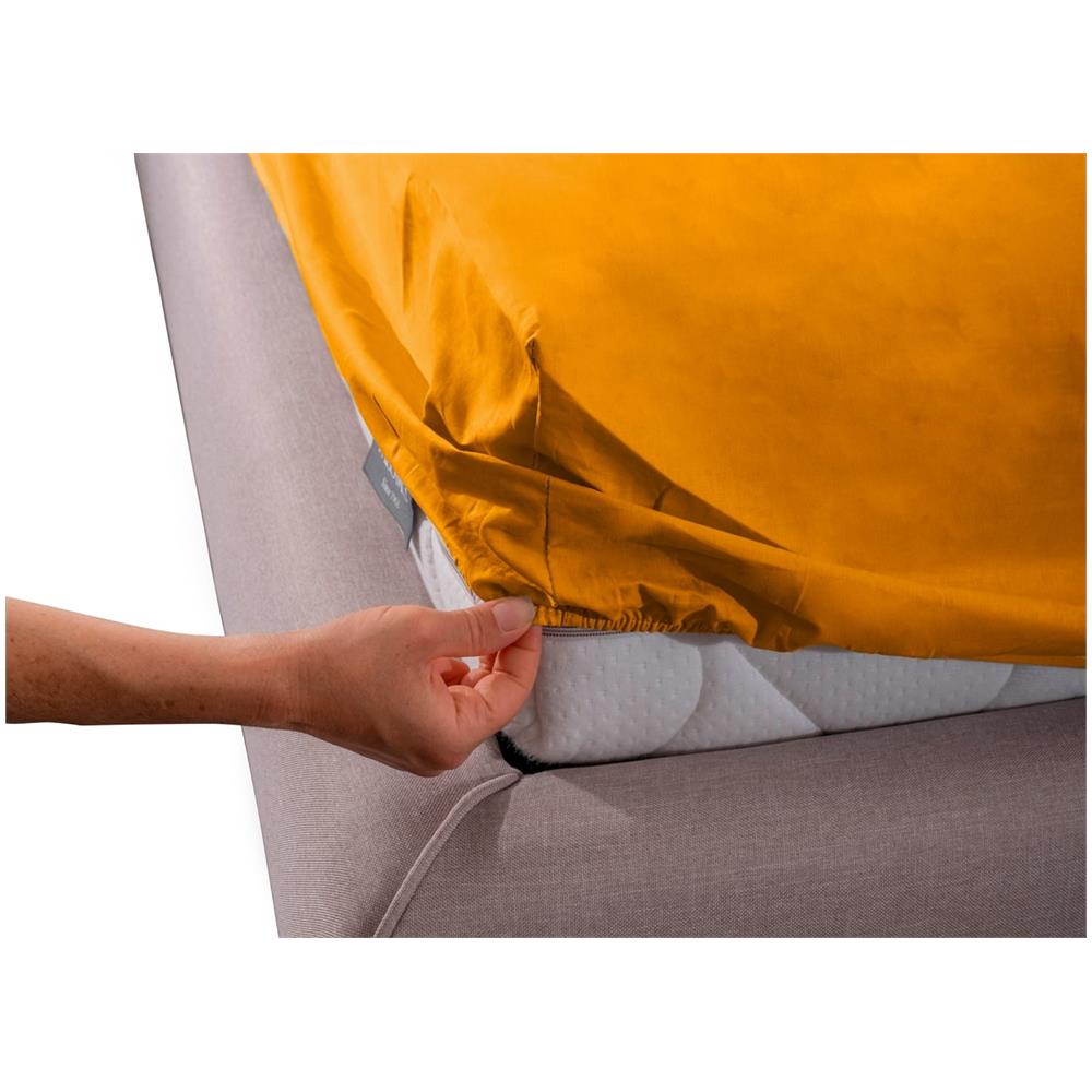 Lenzuolo Sotto Angoli Camper Roulotte 100% Cotone Tinta Unita Personalizzabile Singolo Ocra - Foto 1