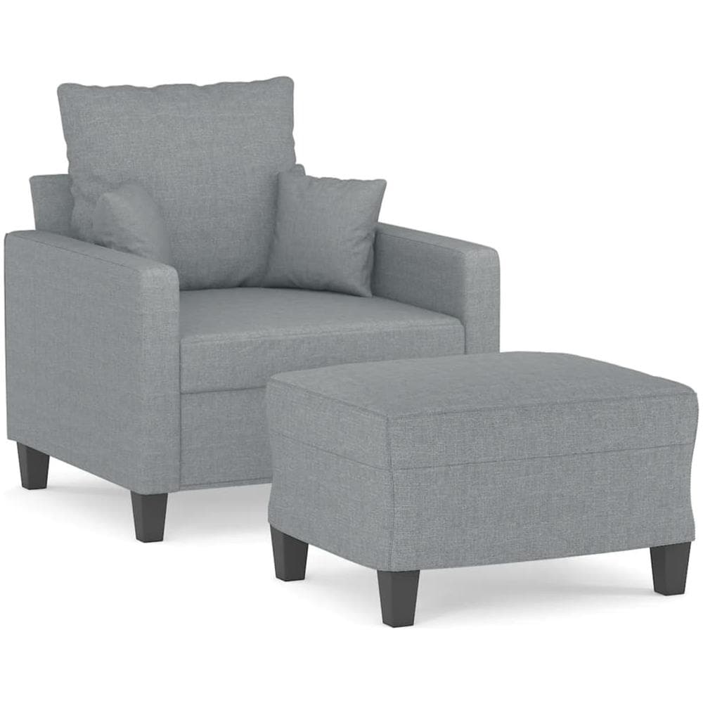 Poltrona Con Poggiapiedi Grigio Chiaro 60 Cm In Tessuto - Foto 2