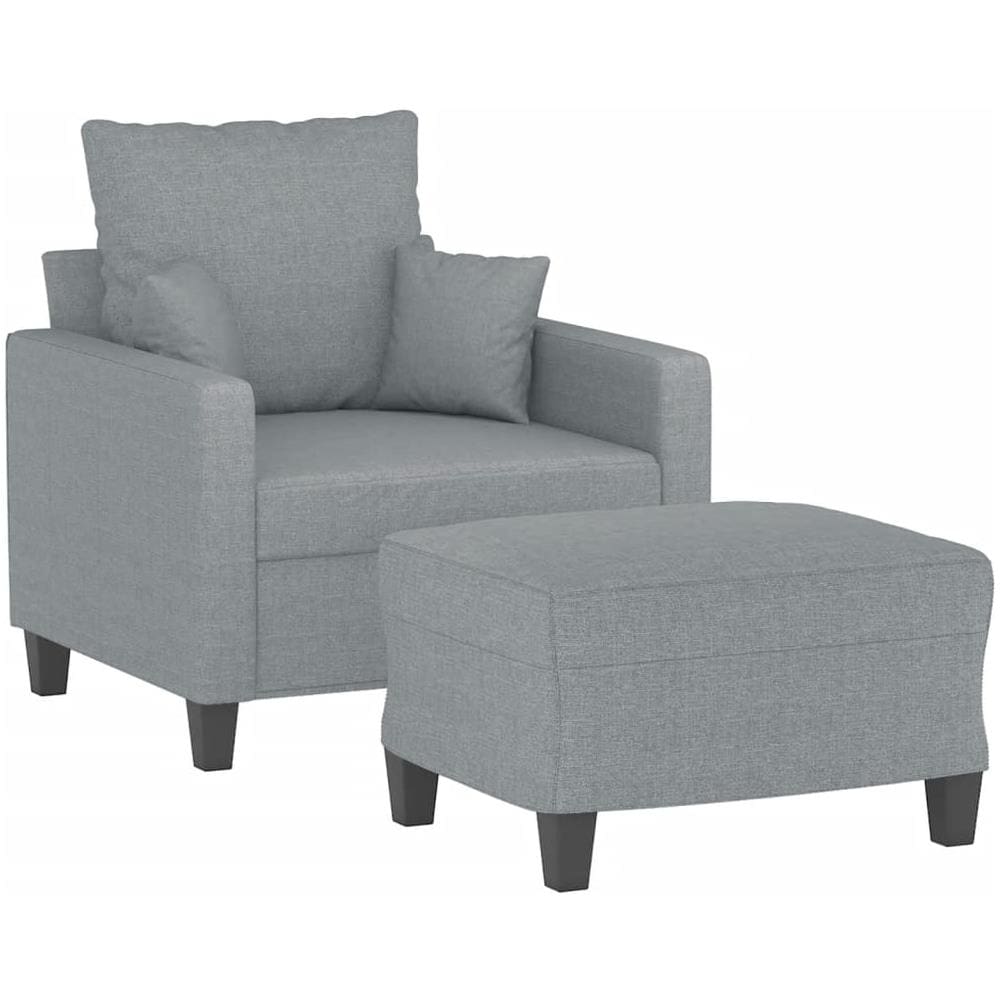 Poltrona Con Poggiapiedi Grigio Chiaro 60 Cm In Tessuto - Foto 3