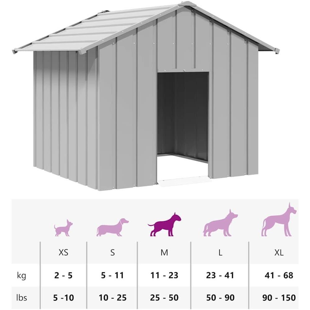 Casetta per Cani con Tetto 131x101x102 cm Acciaio Zincato - Foto 8