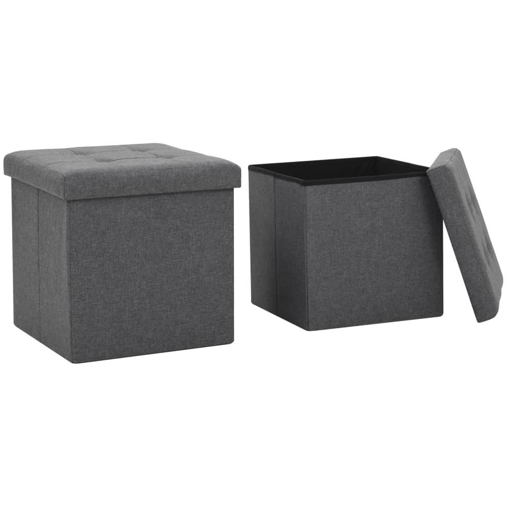 Sgabelli Pieghevoli 2 Pz In Simil Lino 38x38x38 Cm Grigio Scuro - Foto 1