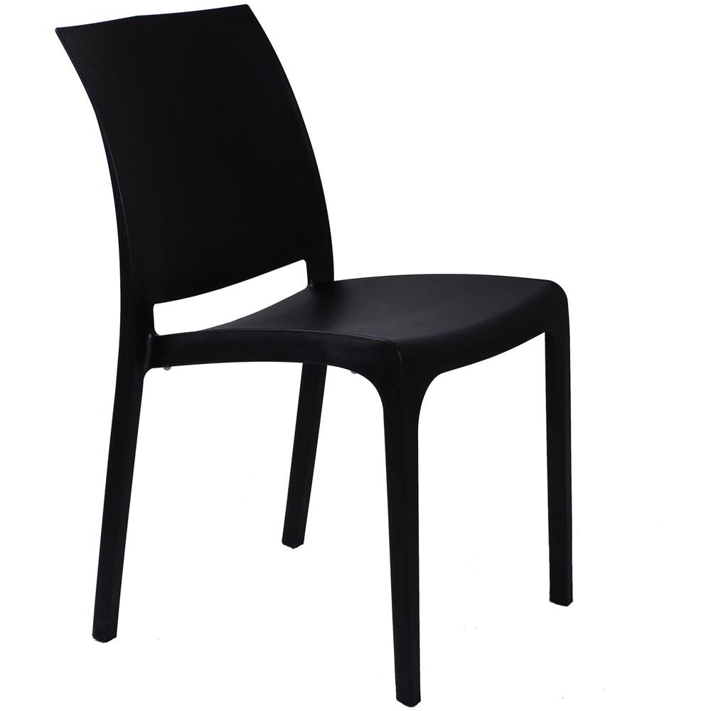 Sedia Stile Moderno Elegante Robusta In Polipropilene Impilabile Volga Nero Set 2 - Foto 1