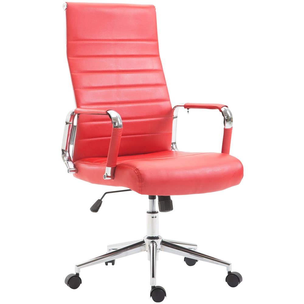 Sedia Ufficio Girevole Kolumbus in Similpelle I Sedia Scrivania Alto Schienale I Sedia Studio Regolabile in Altezza I Sedia con Braccioli Rosso - Foto 1