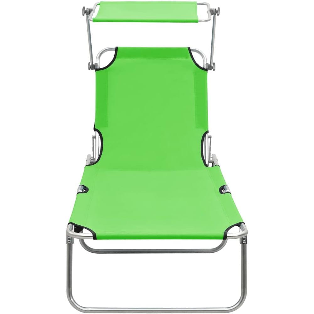 Lettino Prendisole Pieghevole con Baldacchino Verde Alluminio - Foto 3