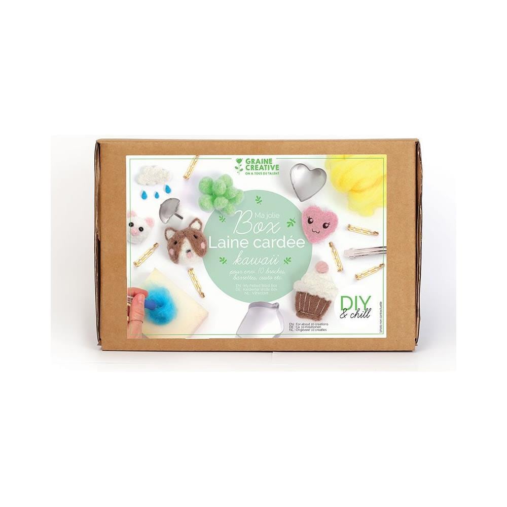 Scatola Di Lana Cardata - Kawaï - 25 X 15 X 10 Cm - Foto 1