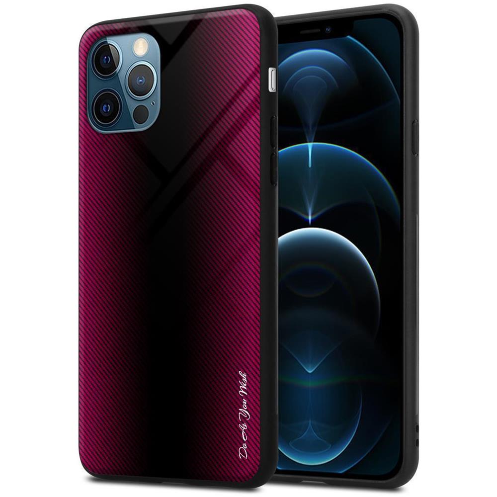 Custodia Compatibile Con Apple Iphone 13 Pro Max - Ottica A Strisce In Cremisi Rosa - Coperchio Protettivo In Vetro Temperato E Silicone Tpu - Foto 1