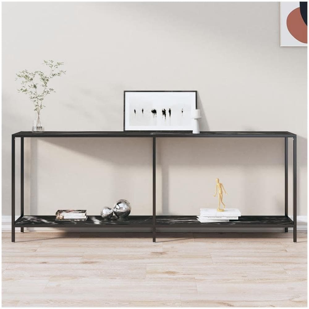 Tavolo Consolle Nero 200x35x75,5 Cm In Vetro Temperato - Foto 1