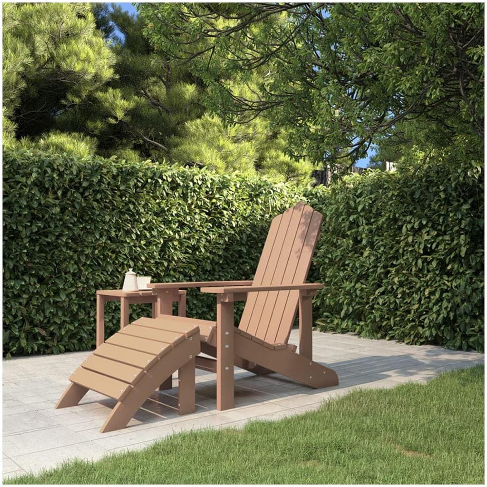 Sedia da Giardino Adirondack con Poggiapiedi Marrone in HDPE - Foto 1
