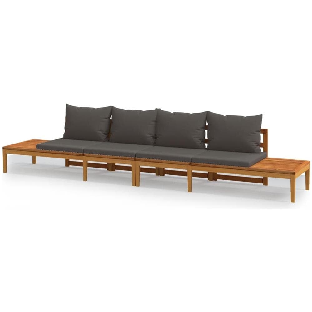 Panche Da Giardino Con Cuscini Grigio Scuro 2pz Legno Di Acacia - Foto 2