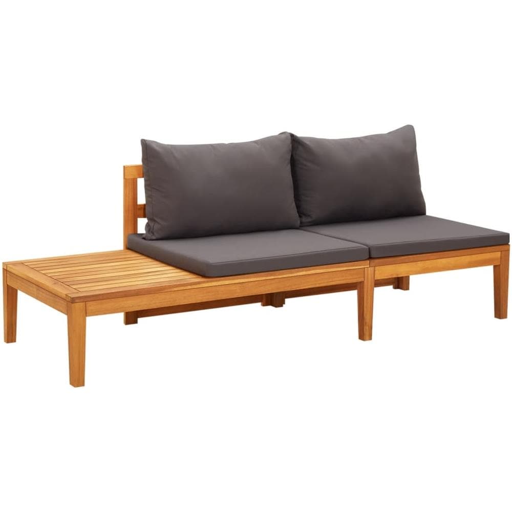 Panche Da Giardino Con Cuscini Grigio Scuro 2pz Legno Di Acacia - Foto 3