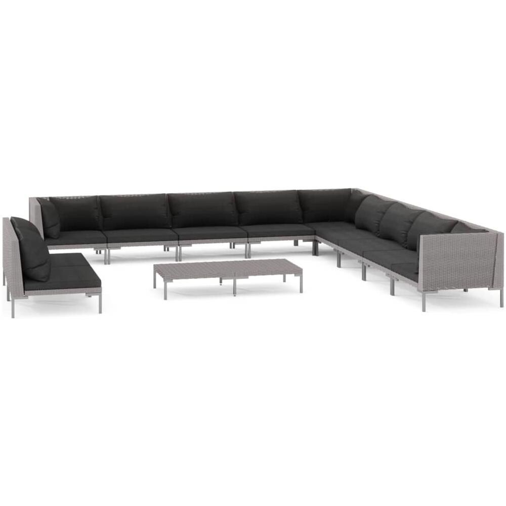VidaXL Set Divani Giardino 9 Posti Cuscini Grigi Scuro Massello Acacia 89102936