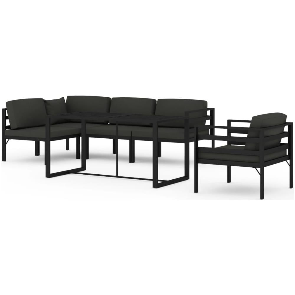Set Divani Da Giardino 6 Pz Con Cuscini In Alluminio Antracite - Foto 1
