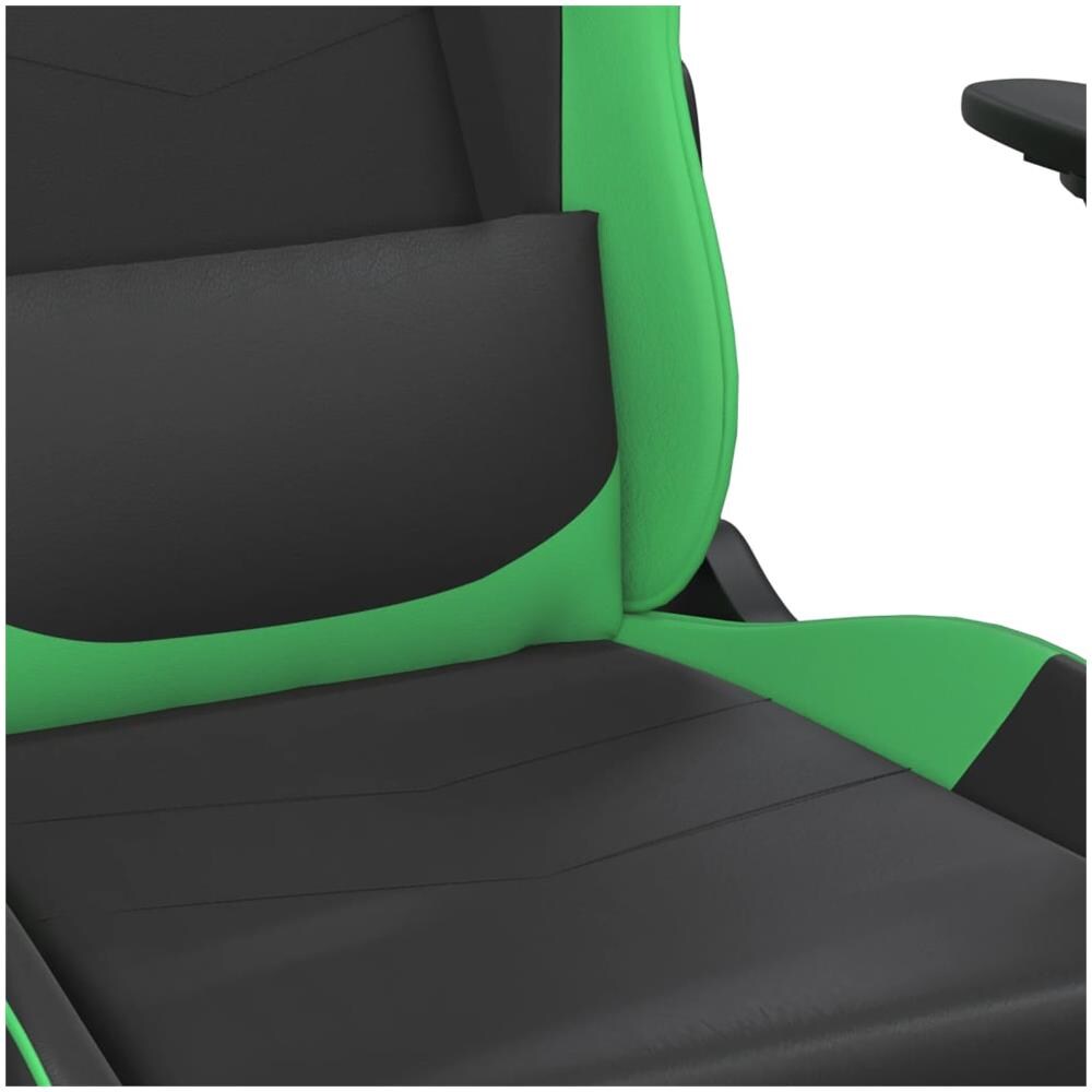 Sedia da Gaming Massaggio Poggiapiedi Nero e Verde Similpelle - Foto 11