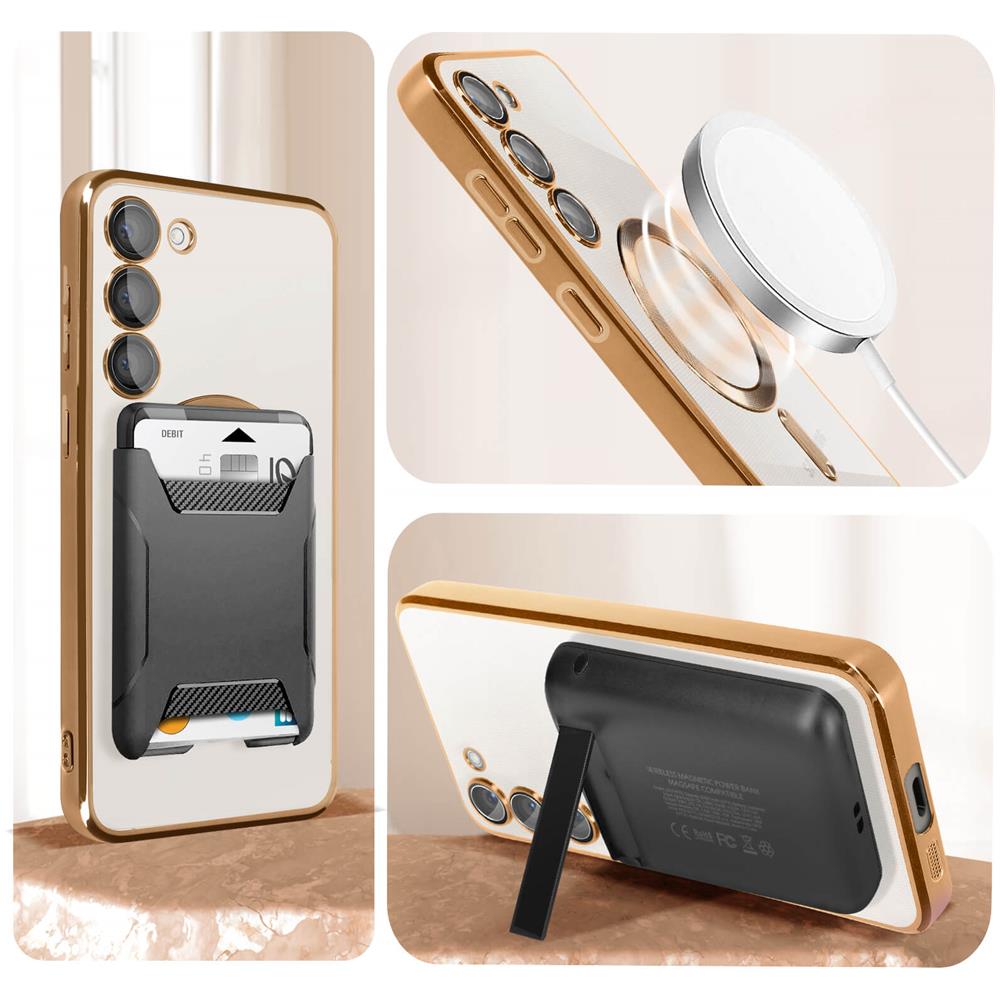 Cover Magsafe Per Samsung S23 Con Protezione Fotocamera Trasparente / Oro - Foto 5