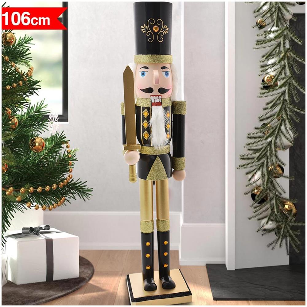Soldato Schiaccianoci Di Natale In Legno Altezza 106 Cm Decorazioni Natalizie - Foto 1