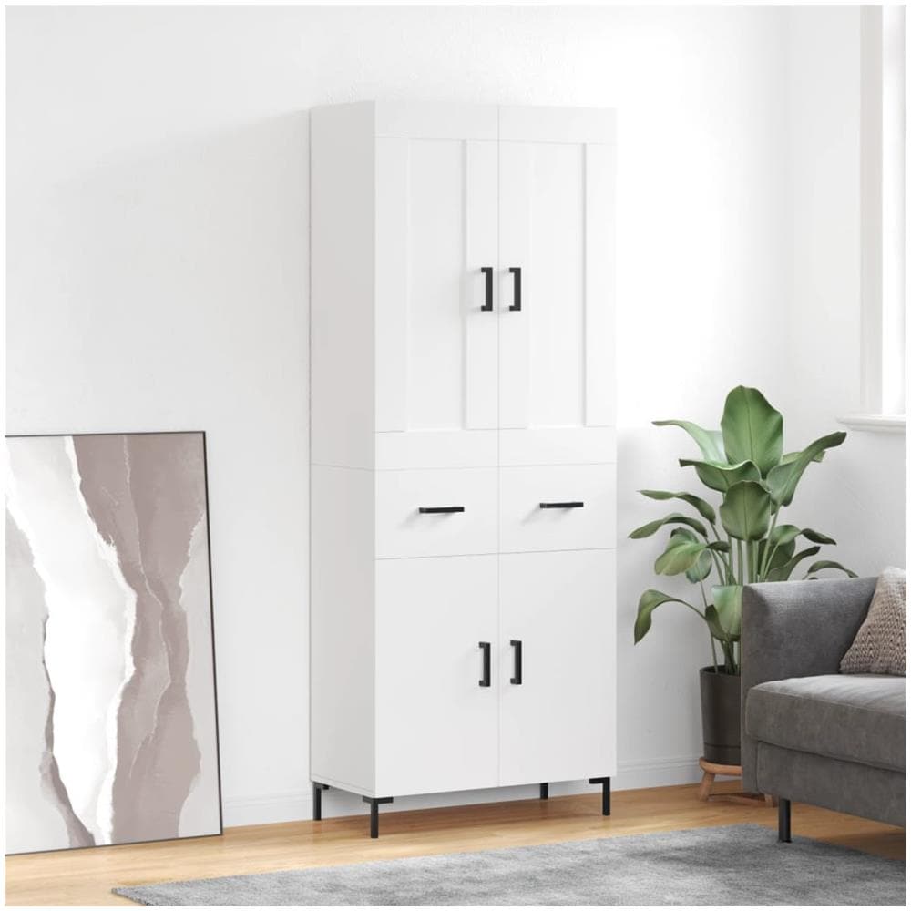 Credenza Bianca 69,5x34x180 Cm In Legno Multistrato - Foto 1