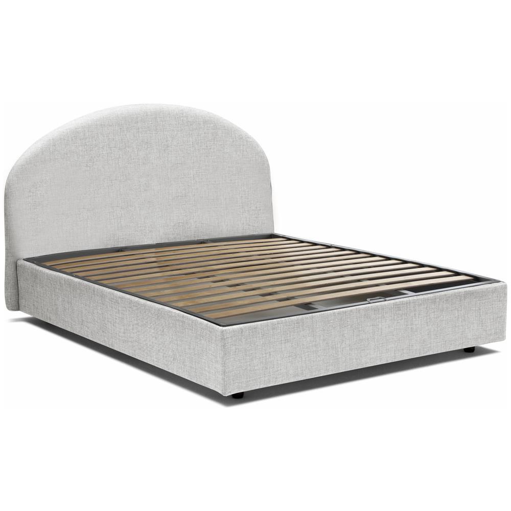 Letto Matrimoniale Giulia, Letto Contenitore Con Rivestimento In Tessuto, 100% Made In Italy, Apertura Frontale, Adatto Per Materasso Cm 160x200, Bianco - Foto 2
