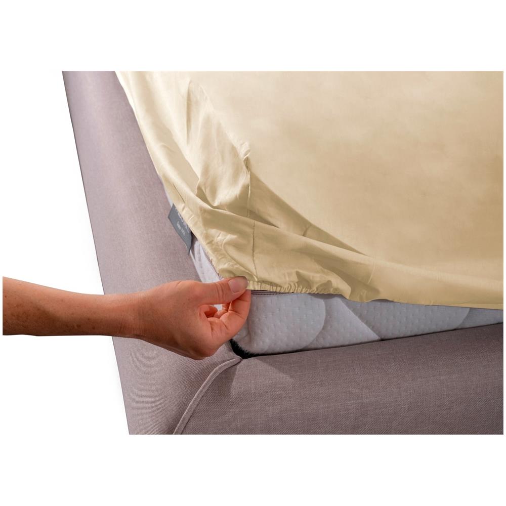 Lenzuolo Sotto Angoli Camper Roulotte 100% Cotone Tinta Unita Personalizzabile Singolo Panna - Foto 1