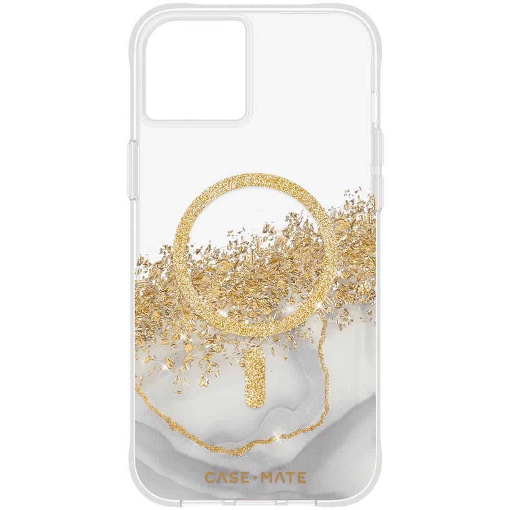 Cover Magsafe Per Iphone 15 Plus Effetto Marmo Glitter Oro Case Mate Karat - Foto 1