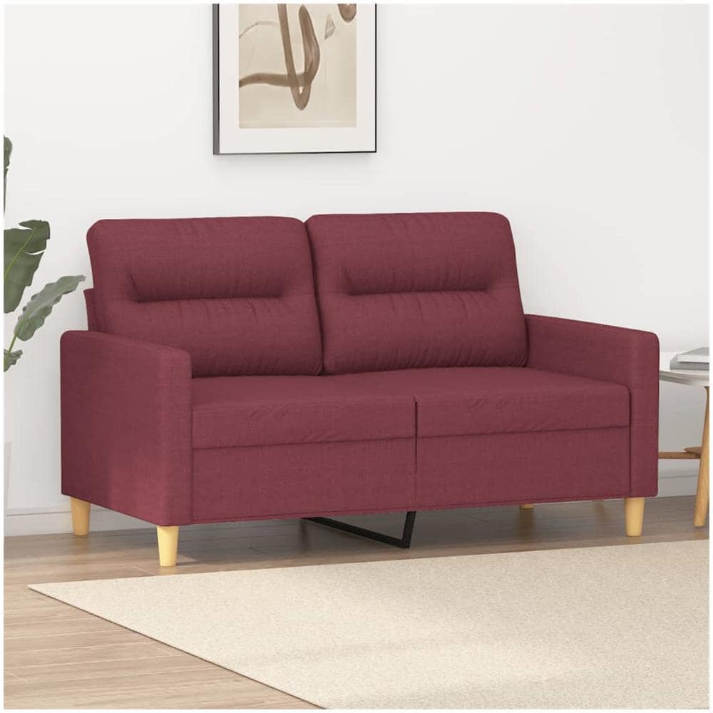 Divano A 2 Posti Rosso Vino 120 Cm In Tessuto - Foto 1