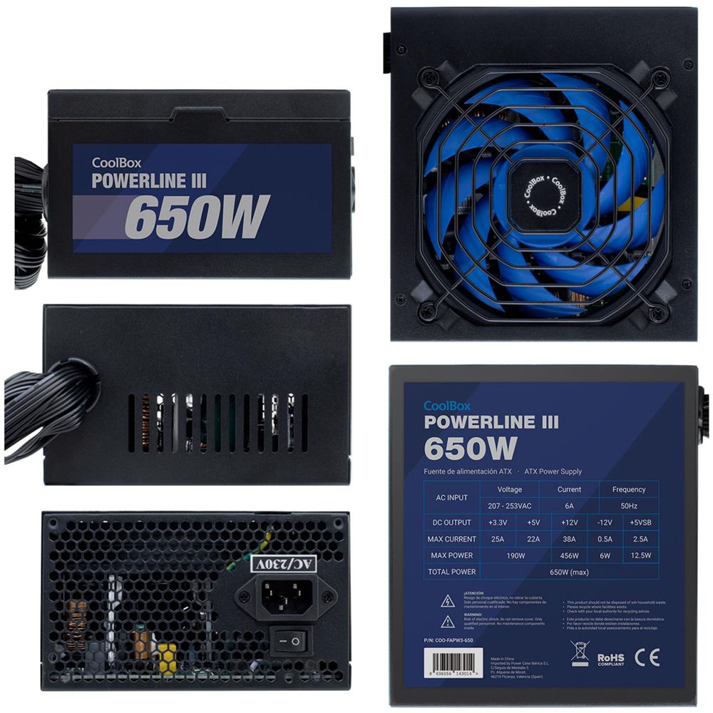 Alimentatore PC Powerline III 650 650 W ATX Colore Nero - Foto 3