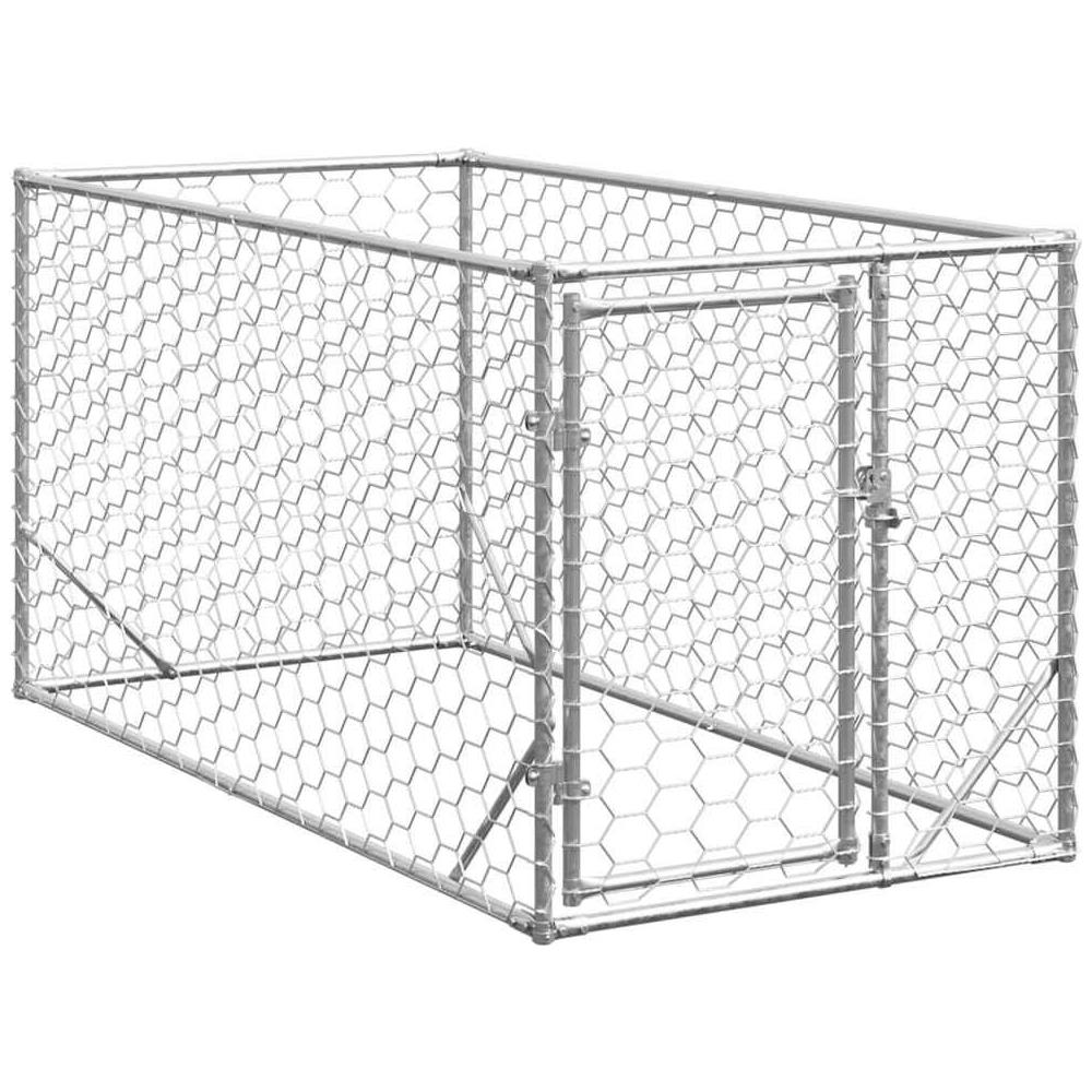 Cuccia per Cani da Esterno con Porta 2x1x1 m Acciaio Zincato - Foto 1