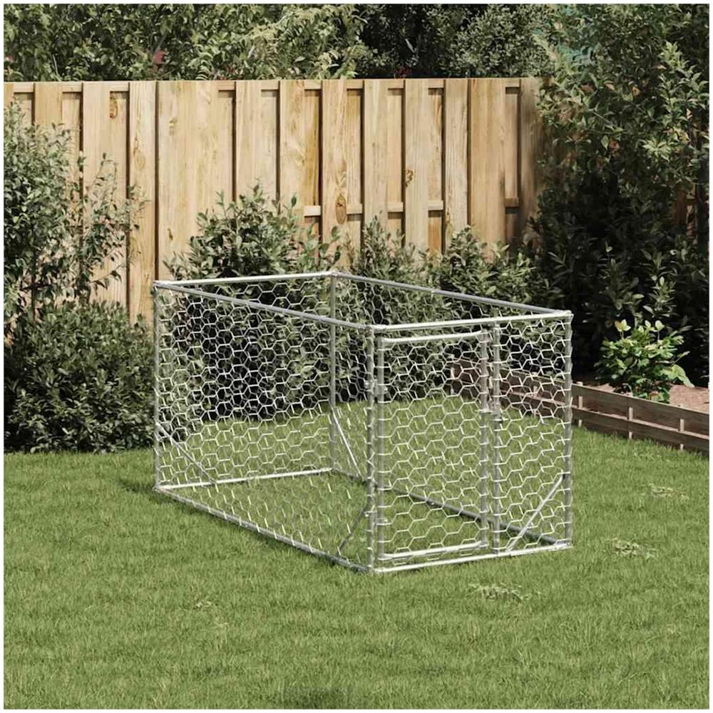Cuccia per Cani da Esterno con Porta 2x1x1 m Acciaio Zincato - Foto 2