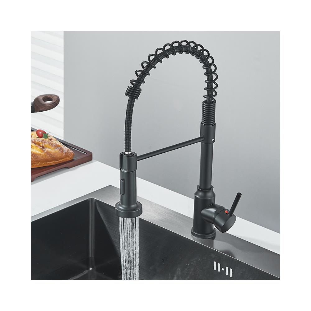 Rubinetto per lavello da cucina, Blackswan, tipo M364, modello nero, con doccia mobile e 2 modalità, misura 41 cm - Foto 4