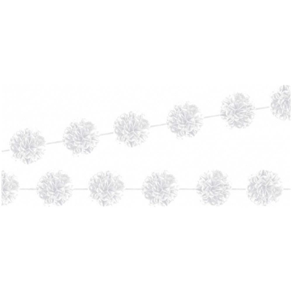 2 Ghirlande Di Pompon In Carta Bianca Taglia Unica - Foto 1