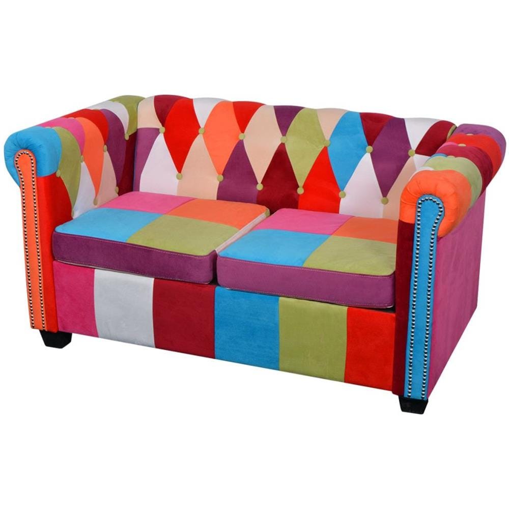 Chesterfield Divano A 2 Posti In Tessuto - Foto 1