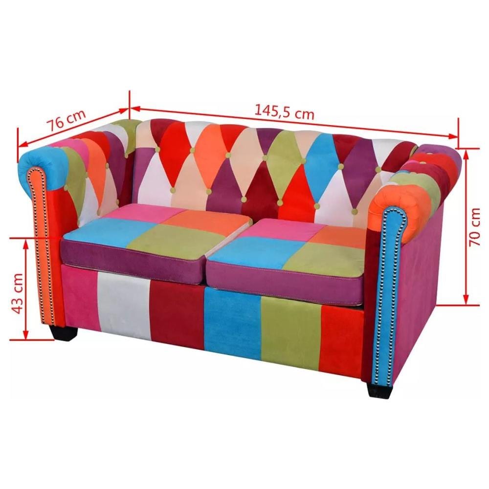 Chesterfield Divano A 2 Posti In Tessuto - Foto 10