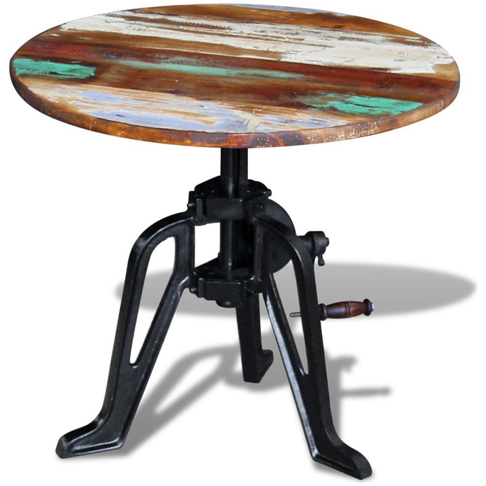 Tavolino In Legno Massello Anticato E Ghisa 60x (42-63) Cm - Foto 1