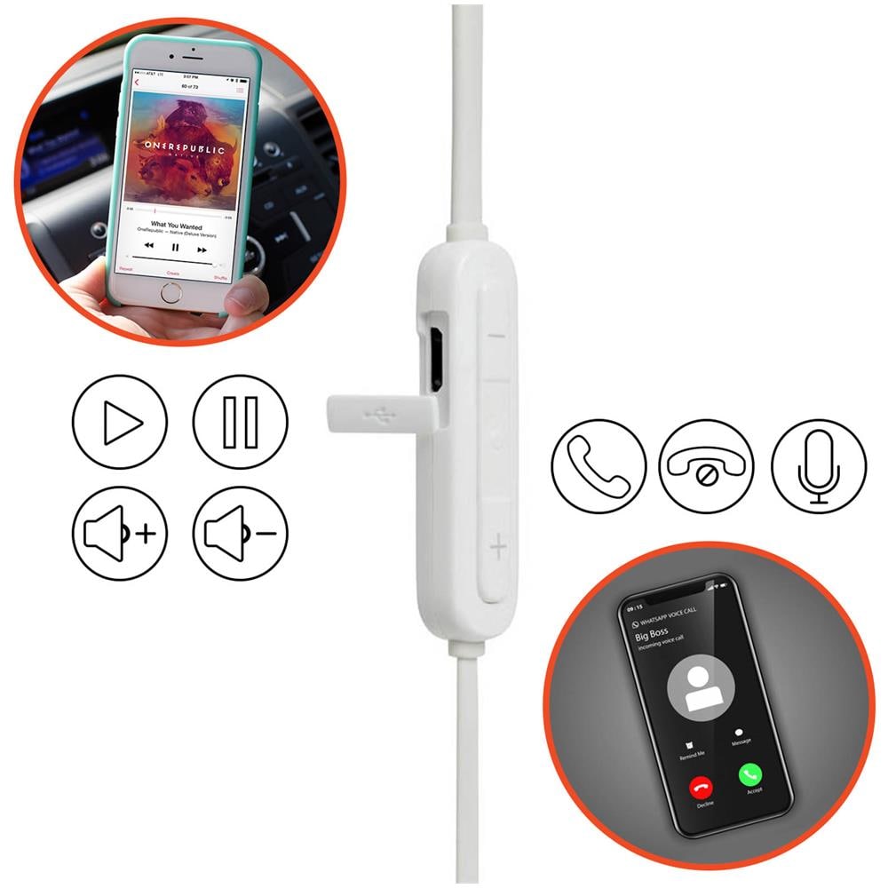 Intra-Auricolari Wireless Bluetooth con Microfono Colore Bianco - Foto 12